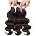 Beauty Forever Indian Body Wave Hair 3 Bundles Hair Extensions 100% Unprocessed Human Virgin Hair Weaves Natural Color 95-100g/pc (12 14 16)