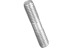 METALLIXITY Double End Threaded Stud Screw(M8 x 35mm) 3Pcs, Equal Thread Length Rods & Studs 304 Stainless Steel - for House Maintenance Craft Loom, Silver Tone