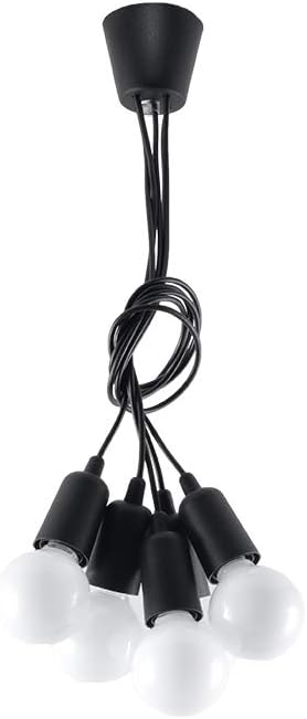 SOLLUX Pendant Lamp Diego Unique Design Without Lampshade Minimalist Lighting Minimalist Lighting LED Bulb for 5 Bulbs Black - Image 5