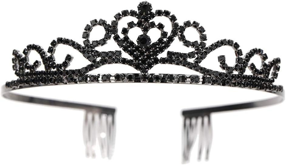 FRCOLOR Rhinestone Hair Crown Crystal Bride Wedding Crowns Black Baroque Queen Crown Bridal Hair Accessories for Wedding Brides Women