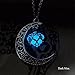 KeyZone Women Fluorescence Glow in The Dark Crescent Moon Heart Necklace Jewelry Dark Blue