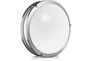 Qplus 12-Inch Flush Mount LED Ceiling Light Fixture, 18W, 1200 Lumens, Dimmable, Damp Rated, Ideal for Kitchen, Bedroom, Hall