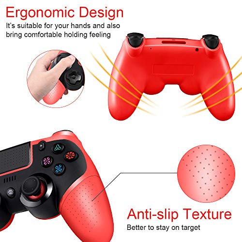 Wireless Controller for PS4, Proslife Game Controller for Playstation 4/Switch Gamepad Joypad with Gyro Axis and Dual Vibration-Red