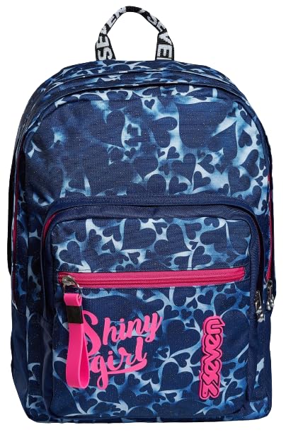 Seven Zaino Extra Fit, Dyed Hearts, Blu, Scuola e Tempo Libero