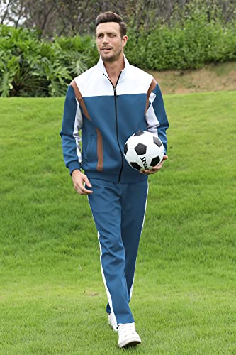 November's Chopin Men's Tracksuits 2 Piece Jogging Suits Sports Running Sweatsuits Track Suits Set Green Brown Large