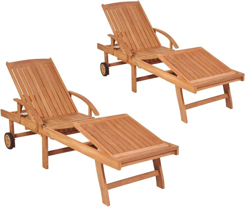Sun Loungers 2 pcs Solid Teak Wood