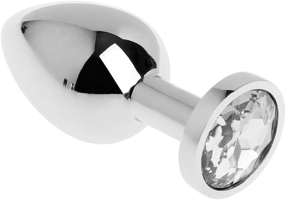 Jewelry meiqi Stainless Steel Round Shape Diamond Jeweled Couple Cosplay Toy Massag-er for Women Men (White)