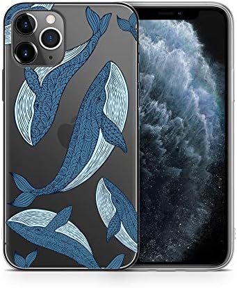 CaseYard Clear Soft & Flexible TPU Case for iPhone 11 Pro Max - Ultra Low Profile Slim Fit Thin Shockproof Transparent Bumper Protective Cover Drop Protective Case (Blue Whales)