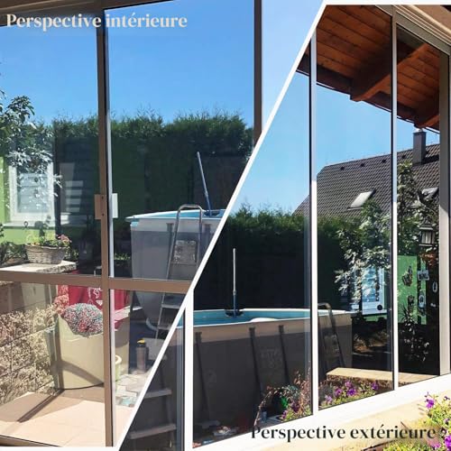 Zindoo Window Film Anti Glare Mirror Window Film Tain-Free Anti Heat Anti UV Privacy Protection for Windows Office Home Store 40 x 200 cm