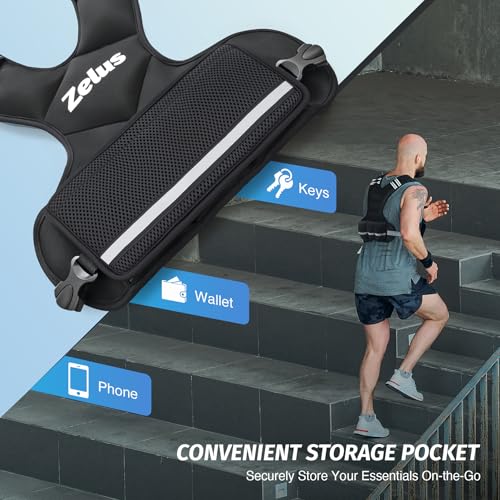 ZELUS Chaleco con Peso Ajustable para Hombres y Mujeres, Body Weighted Vest con 6 Pesas de Hierro para Entrenamiento Cardiovascular, Running y Fitness en Casa
