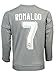 2015/2016 Real Madrid #7 Ronaldo Kids Away Grey Long Sleeve Soccer Jersey & Shorts & Socks Youth Sizes (L (Ages 8-9)(152))