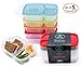 Healthy Packers 3-Compartment Reusable Bento Food Prep Containers Lunch Box (Pack of 5)