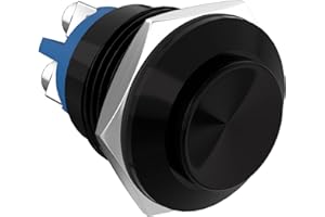 STARELO 16MM 5/8" Momentary Push Button Switch High Round 250V AC 5A 12V 36V DC 2A 1NO SPST Waterproof Aluminum Shell(Black).