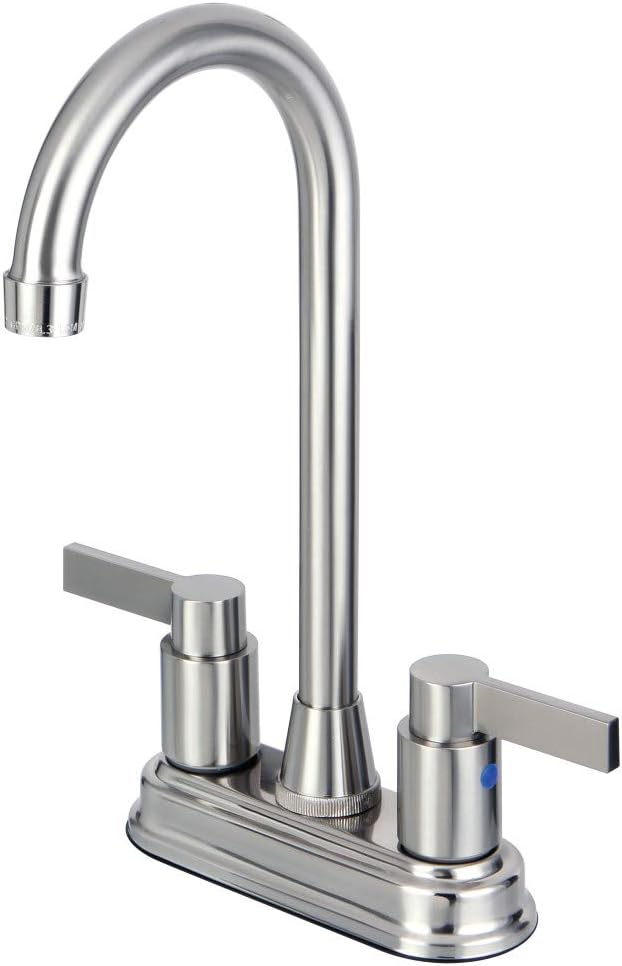 Kingston Brass KB8491NDL 4-3/4-Inch in Spout Reach NuvoFusion Two Handle 4-Inch Centerset Bar Faucet, Polished Chrome - - 