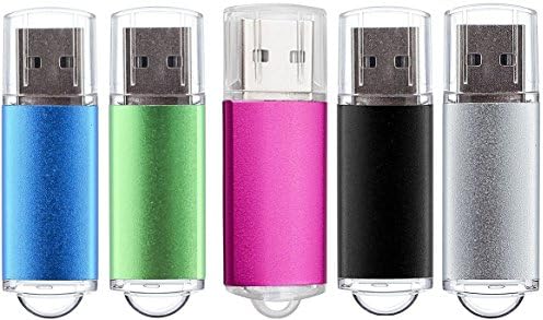 WooTeck 5 Pack 8GB USB 2.0 Flash Drive Thumb Drives Memory Stick, 5 Colors: Blue Green Pink Black Silver