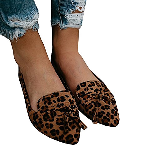 Womens loafer faux suede fringe tassel slip on pointed toe ballet…