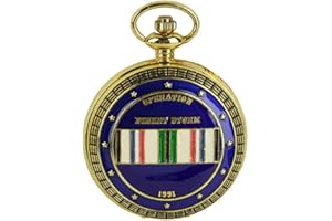 Trendy Zone 21 Miltary War Pocket Watch, 2" Gold Finish Metal Watch, Japanese Quartz Movement, 14" Chain with Hook