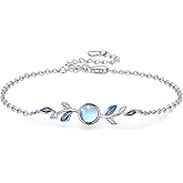 CUOKA MIRACLE Leaf Moonstone Bracelet S925 Sterling Silver Moonstone Leaf Bracelets For Women Olive Leaf’s Jewelry Gifts For Women Mother's Day Jewelry