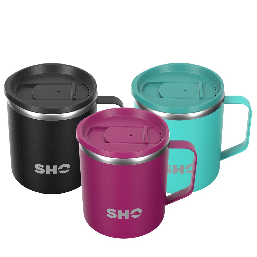 SHO Flexi - Ultimate Insulated Stainless Steel Reusable Coffee Mug - 4 Hours Hot, 8 Hours Cold - 370ml - BPA Free (370ml, Very Berry)