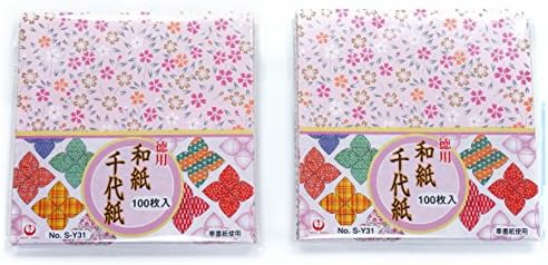 Origami Paper - Washi Chiyogami Style, 100 Sheets, 10 Designs - 6" Square Daiyo Shiko S-y31 × 2 Pack Value Set !