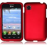 Chili Red Hard Case Cover Premium Protector for LG Optimus Dynamic II LG39C L39C (by Net 10 / Tracfone / Straight Talk) with Free Gift Reliable Accessory Pen