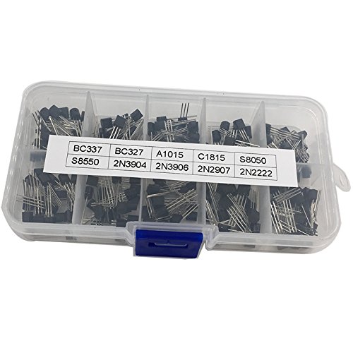 Bipolar Junction Transistor,Triode,Transistor Assortment Kit,Resistance element,Roy Transistor Assortment Kit 10value 200PCS, Transistors Box Pack for BC337 BC327 2N2222 2N2907 2N3904 2N3906 S8050 S85
