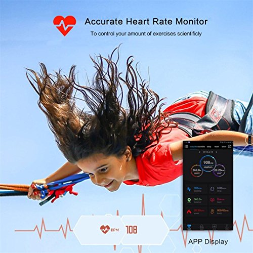 Boofab Sport Fitness Tracker, F3 Smart Bracelet with Heart Rate Blood Pressure Monitor,Smart Watch Pedometer Activity Tracker Bluetooth for Android & IOS (Red)