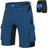 Ally Mens Mountain Bike Shorts 4D Padded Bike Shorts Baggy Cycling Biking Bicycle Biker Shorts Loose-fit with 6 Pockets