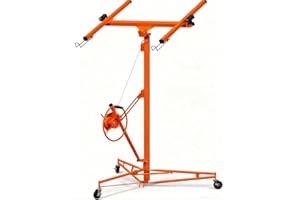 ELITEEDGE Drywall Lift 11 FT, Heavy-Duty 150 Lbs Drywall Rolling Lifter Panel, Sheetrock Hoist Lift Drywall Jack Lift for Ceiling, Drywall Panel Hoist with 360° Adjustable Telescopic Arm & 3 Lockable Wheels