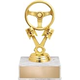 Car Trophy, 6" Auto Wheel Engine Parts Trophy On White Luxury Trophy Base
