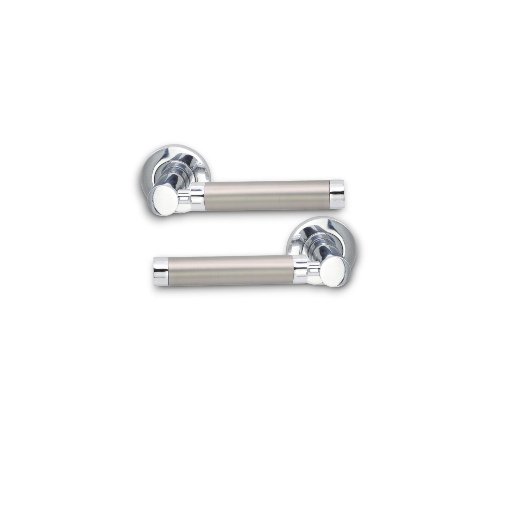 Infinity Decor Pair of Dual Tone ‘Zishan’ Straight Lever on Rose Door/Passage Pull Handles- Heavy Duty, Premium Quality Handles Made from Solid Zamac for Internal Use.