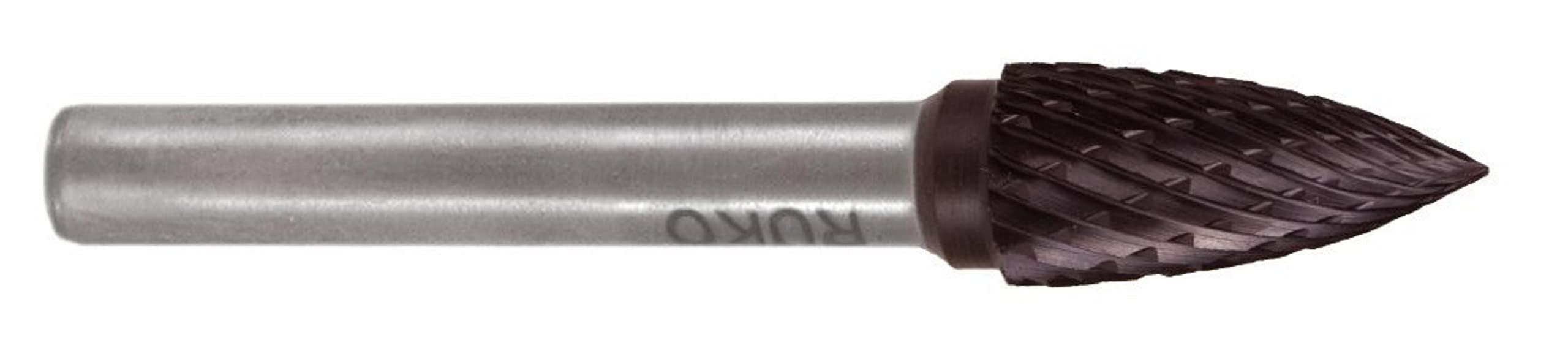 RUKO Tungsten Carbide Rotary Burr with Cross Teething, G Tree (SPG) Shape, TiCN Finish, 16.0 mm Diameter, 70 mm Length, R116029TC