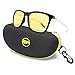 Night Driving Glasses - Semi Polarized Yellow Tint Anti Glare HD Lens Clear Vision - Unbreakable Metal Frame with Car Clip Holder - Knight Visor… (Black Yellow Lens)