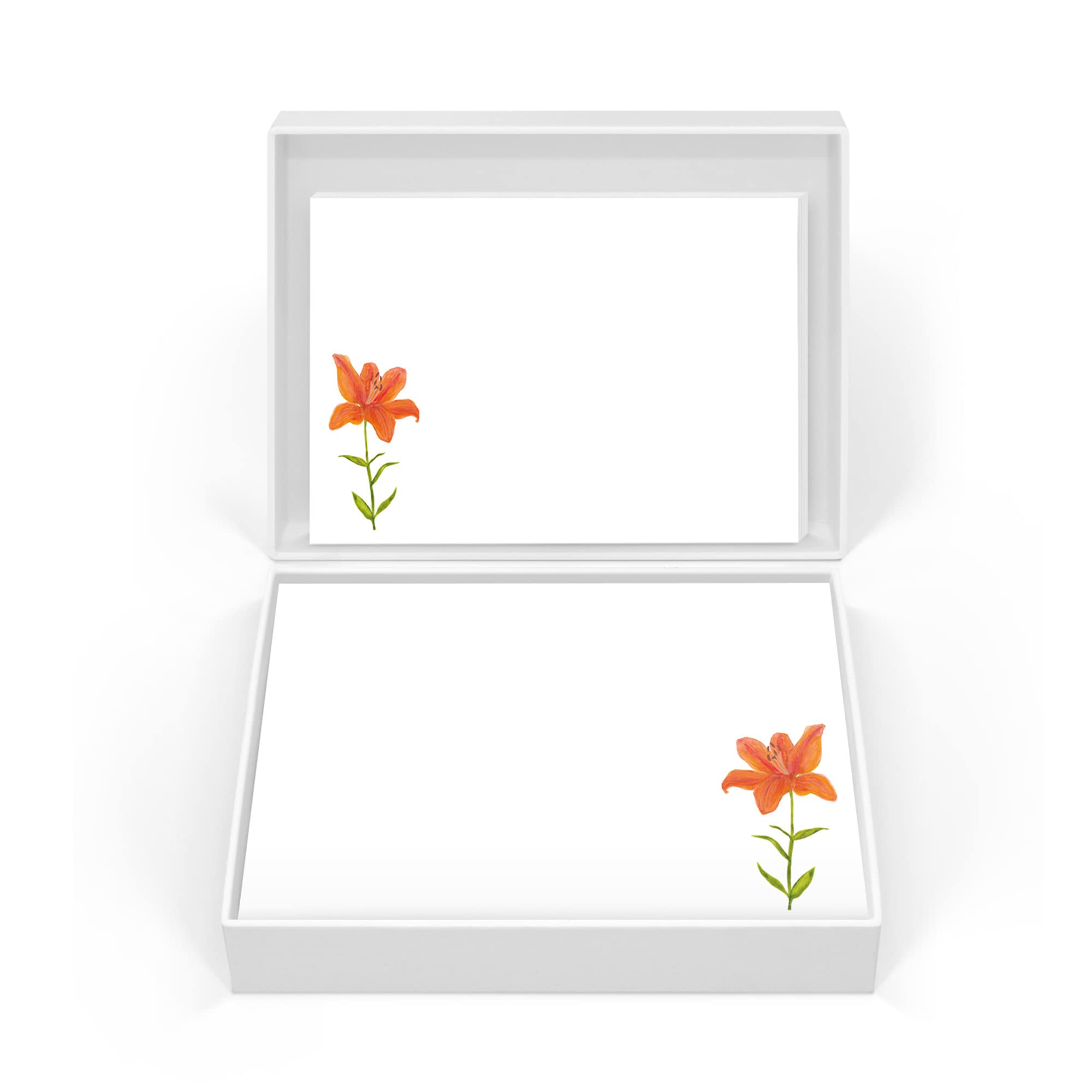 Me Loovely Orange Lily Flat Notecard and Envelopes Set A6 Size Greeting Cards Writing Stationary Supplies | Christmas Gifts (Multipack of 20)