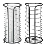 mDesign Decorative Metal Free Standing Toilet Paper Holder Stand with Storage for 3 Rolls of Toilet Tissue - for Bathroom/Powder Room - Holds Mega Rolls - 2 Pack - Matte Black