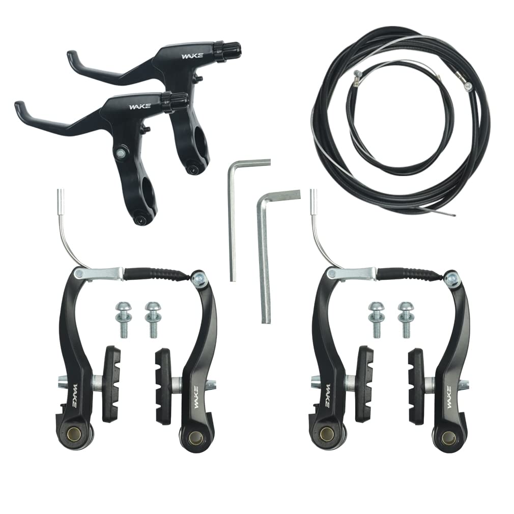 CYSKY Complete Universal Bike Brakes Set, Front and Rear MTB Brake, Inner and Outer Brake Cables and Brake Lever Kit for Mountain Bikes Road Bikes (Black)