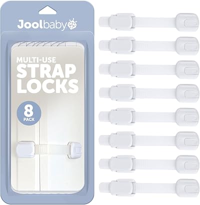 Jool Baby Products Child Safety Strap Locks 8 Pack 3M Adhesive No Drilling