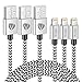 Voltrix Cable - MFi Certified Charger 3ft 3 Pack Nylon Braided - Fast Charging & Sync Power Cord Designed for iPhone X/Xs/Xs Max/ 8/7 Plus IPad Pro Mini Air - Grey