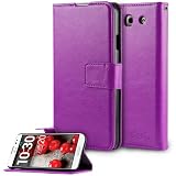 HHI LG Optimus G Pro Flip Wallet Case with Stand PURPLE Slim Style with Folio Flip Cover Support Auto Sleep and Wake Feature for Optimus G Pro