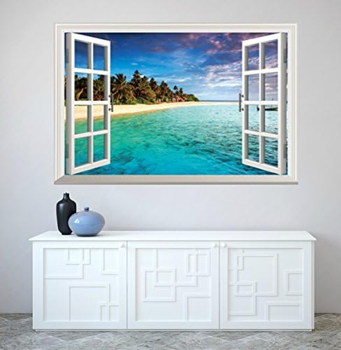 The Best Beach Sticker for Your Wall. Beach Themed Mural-Decor for any Bathroom, Kitchen, Kids Room or Living Room in Your Home. Real Looking Easy Peel and Stick Design. Rolled NOT Folded 90cm X 60cm.