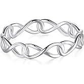 BORUO 925 Sterling Silver Ring High Polish Infinity Symbol Tarnish Resistant Comfort Fit Wedding Band Ring Size 4-12