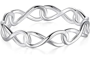 BORUO 925 Sterling Silver Ring High Polish Infinity Symbol Tarnish Resistant Comfort Fit Wedding Band Ring Size 4-12