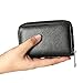 Alimei Genuine Leather Credit Card Holder Zipper Wallet Card Organizer with 26 Card Slots (26 Card Black)