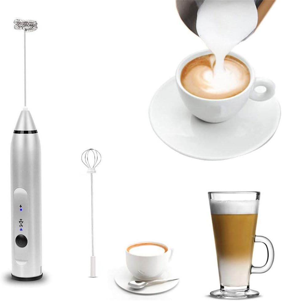 Milk Frother, Coffee Frother Electric Whisk with USB Rechargeable Three-Speed Force Adjustment Milk Bubbler 2 in 1 Egg Beater Perfect for Coffee, Latte, Cappuccino, Hot Chocolate, Beating Eggs