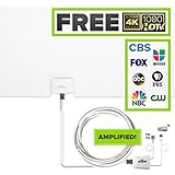 Mohu Leaf Glide HDTV Antenna, Indoor, Amplified, 65 Mile Range, Paper-thin, Reversible, Paintable, 4K-Ready, 16 Foot Detachable Cable, Premium Materials for Performance, USA Made