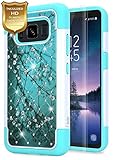 S8 Active Case with [HD Screen Protector], Galaxy S8 Active Case, NageBee [Hybrid Protective] Armor Soft Silicone Cover [Studded Rhinestone Bling] Design Hard Case For Samsung Galaxy S8 Active(Plum)