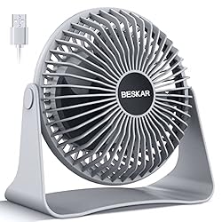 BESKAR USB Small Desk Fan, Portable Fans with 3