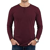 URBAN CREST Men’s Cotton Henley Shirt – Long Sleeve Soft Tee for Everyday Wear