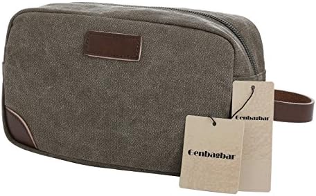 Genbagbar Mens Canvas Travel Toiletry Organizer Shaving Dopp Kit Cosmetic Makeup Bag (Army green)