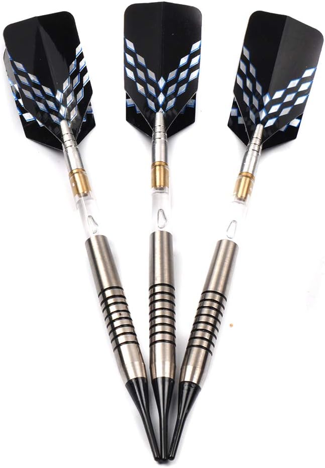 yaoyao Darts Darts 3Pcs 21G Safe Tungsten Steel Tip and Rotatable Transparent Shaft with Laser Dart Flight for Electronic Dart Target